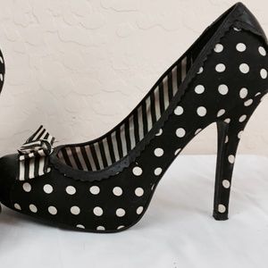 Black White Polka Dot Heels